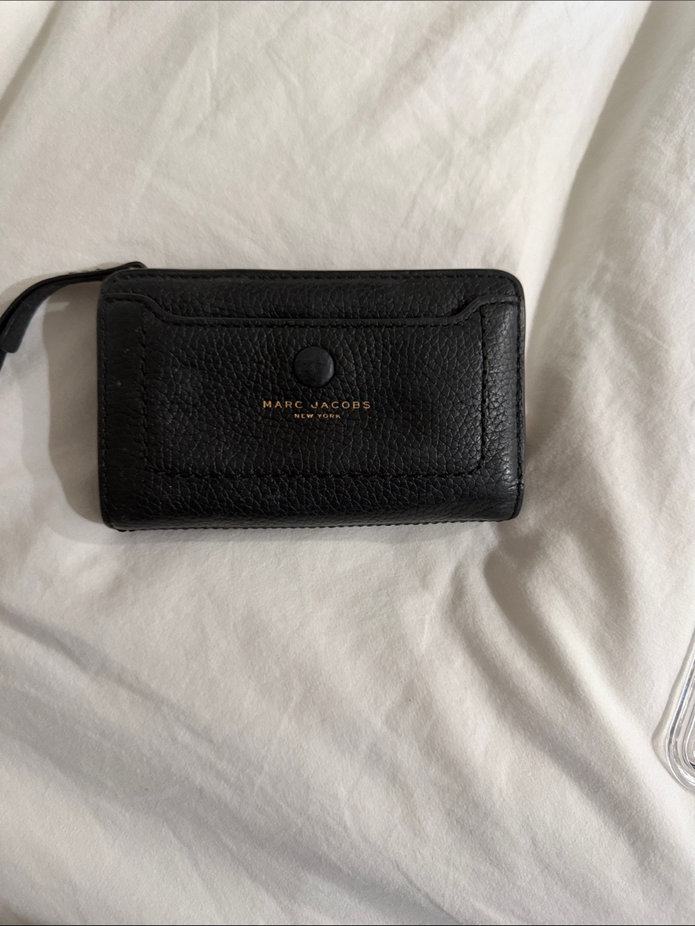 Marc Jacobs Black Pebbled Leather Card Holder with Wristlet